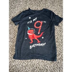 Cat & Jack Boys Gray "It's my 9th‎ Birthday" short sleeve tee size 6/7